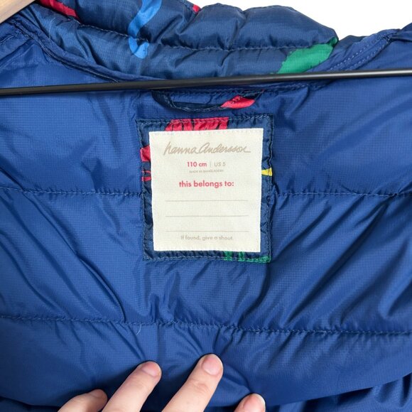 Hanna Andersson Dino Puffer Vest Navy Multi-Color Kids 5 NWOT Hannah Anderson - Picture 2 of 8